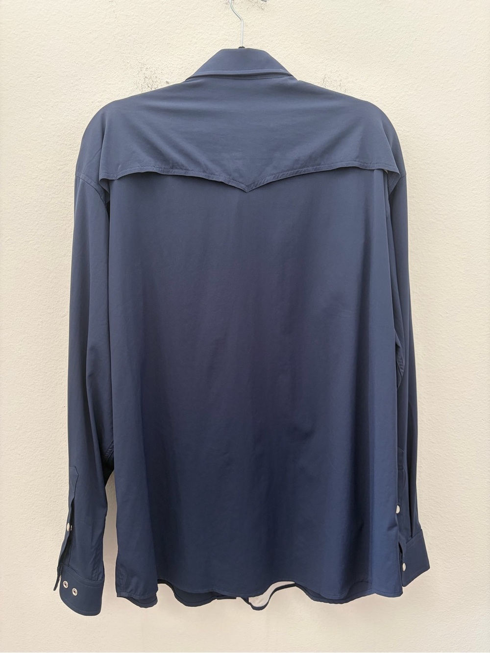 Poncho Men's Casual Button-Down Shirt in Navy - Picture 5 of 6